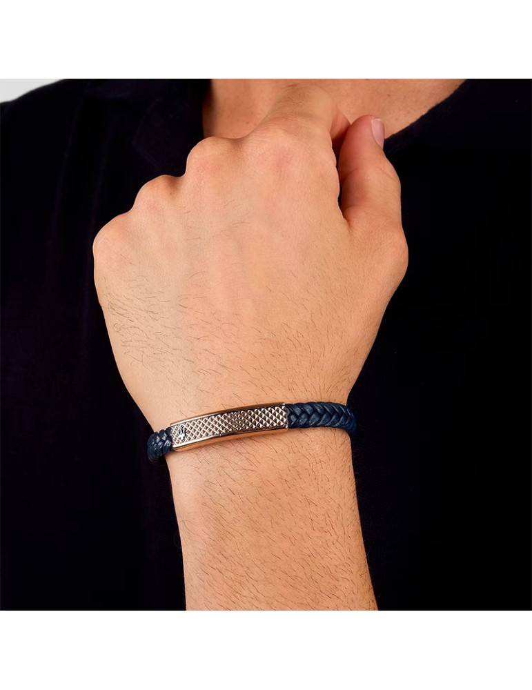 Maserati Bracelet - Blue Recycled Leather - Rose Gold Plate -JM525AVE35