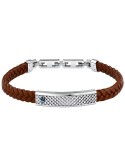 Maserati Bracelet - Brown Leather - Silver Plate - JM525AVE37