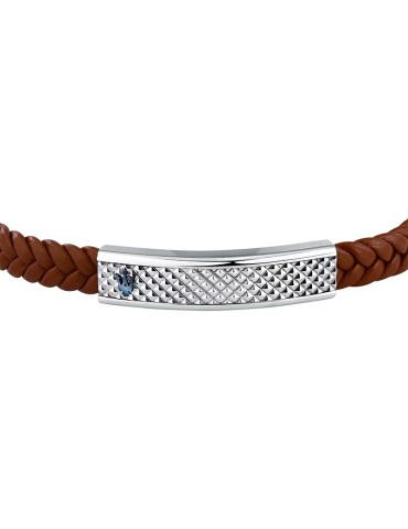 Maserati Bracelet - Brown Leather - Silver Plate - JM525AVE37 2