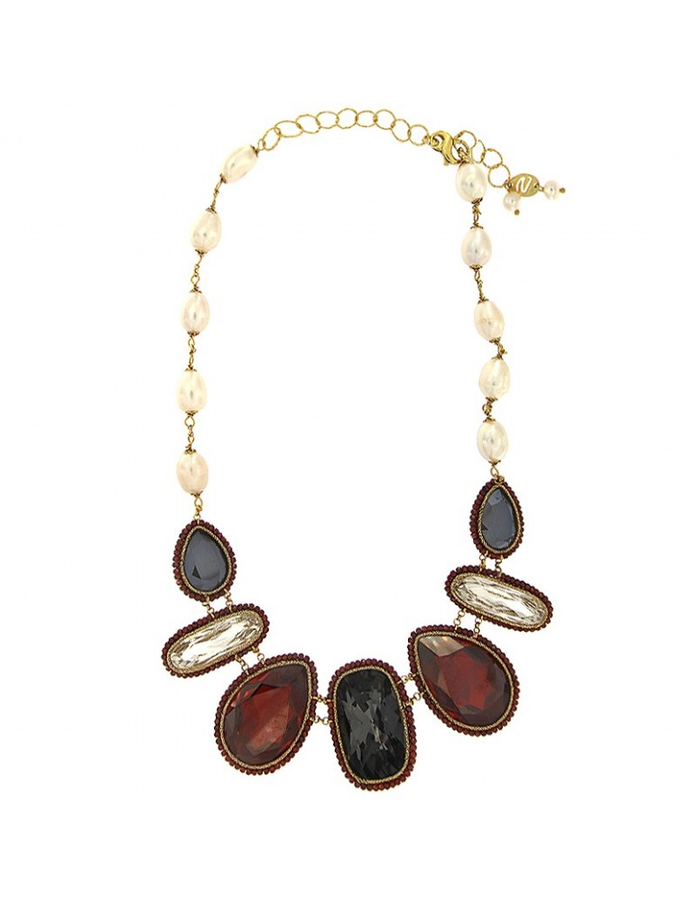 Sikè Necklace - 925% Gold Plated Silver - Swarovski - Baroque Pearls-SW1091