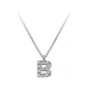 Chimento Stardust Love Necklace in 18K White Gold, Letter B, and 0.06ct Natural Diamonds - 0