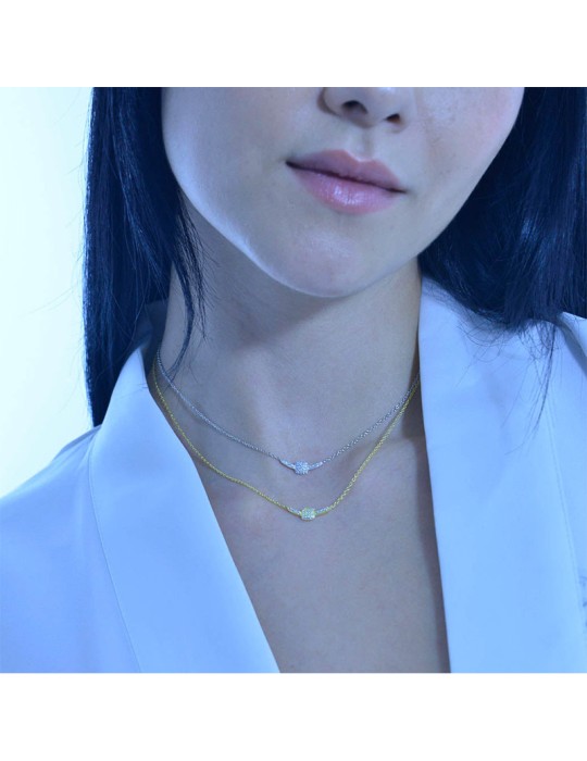 Salvatore Plata Necklace - 925% Silver Gilded - Pendant and Crystals - 272C0051