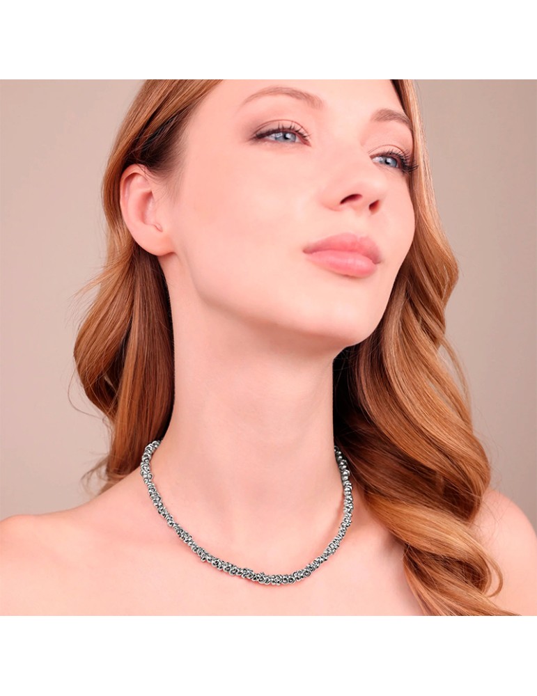 Collana Bronzallure - Lucida - Bianca -Anelli Intrecciati-WSBZ02500W.W