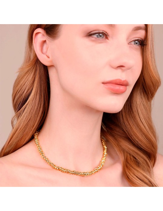Bronzallure Necklace - Polished - Gold - Braided Rings-WSBZ02500Y.YG