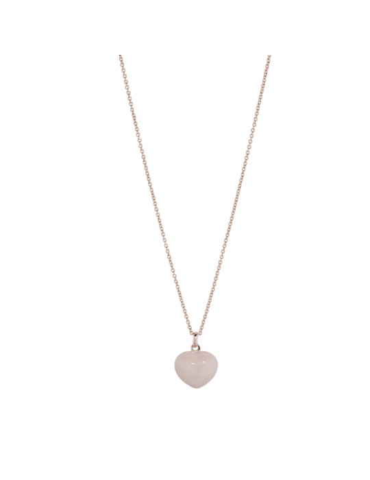 Collana Pesavento - Brio in Argento 925% Rosè con Pendente Cuore Smalto Rosa Lucido Mousse - 0