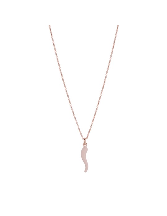 Collana Pesavento - Brio in Argento 925% Rosè con Pendente Cornetto Smalto Rosa Lucido Mousse - 0