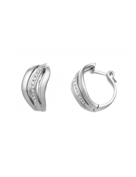 Orecchini Chimento - Stretch Nuvola a Cerchio in Oro Bianco 18 Carati con Diamanti 0,29 ct - 0