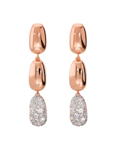 Bronzallure Earrings - Very High Rose Gold Pendants with Cubic Zirconia Pav - 0