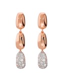 Bronzallure Earrings - Very High Rose Gold Pendants with Cubic Zirconia Pav - 0