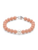 Miluna Bracelet - Terra e Mare with 8.5 - 9 mm Pearl and 8 mm Pink Coral Cluster - 0