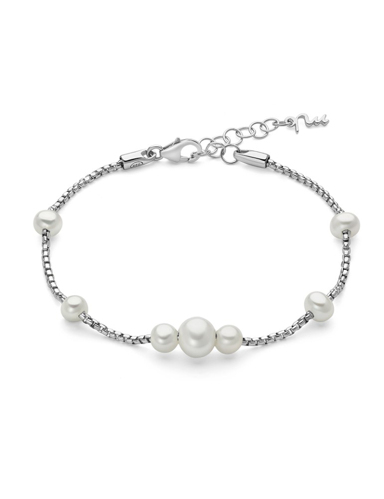 Miluna Miss Italia Bracelet in 925% Silver with Real Pearls - 0