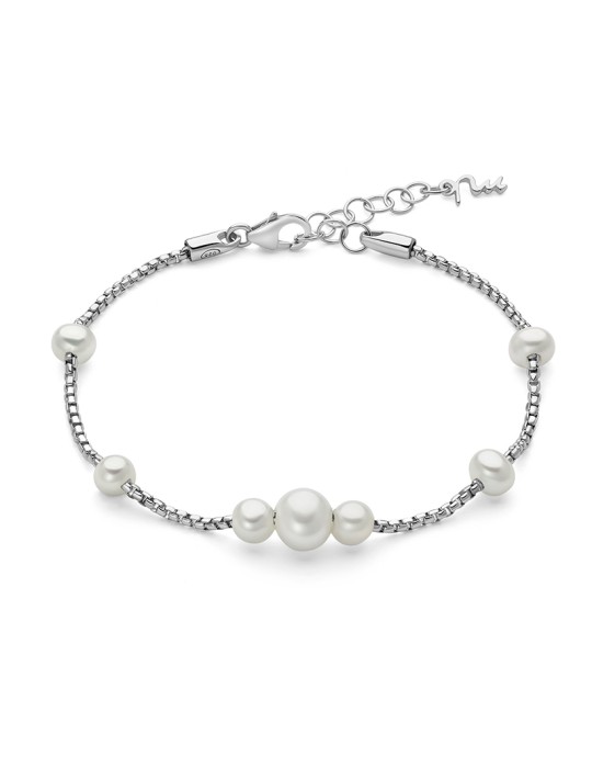 Miluna Miss Italia Bracelet in 925% Silver with Real Pearls - 0