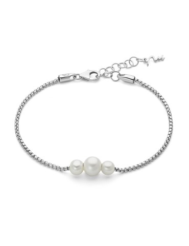 Miluna Miss Italia Bracelet in 925% Silver with Three Real Pearls - 0