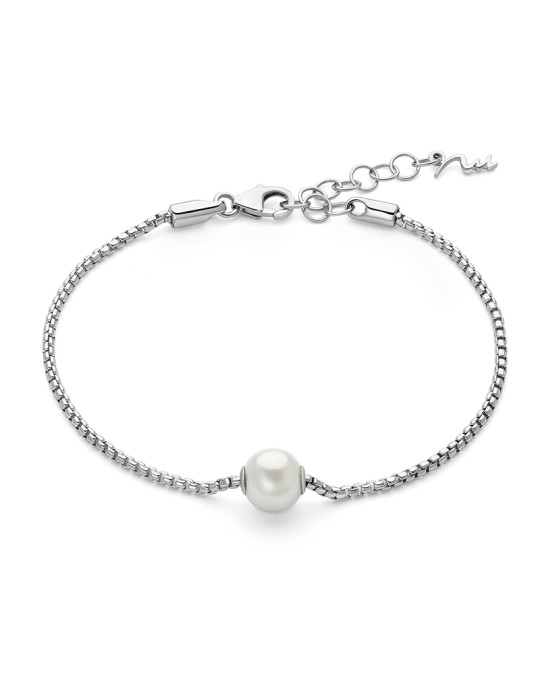 Miluna Miss Italia Bracelet in 925% Silver with a 7.5-8mm Central Pearl - 0
