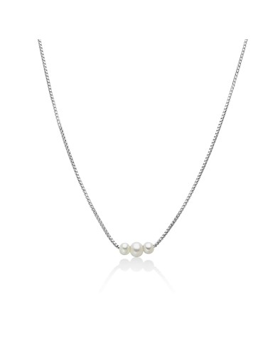 Collana Miluna - Miss Italia in Argento 925% con Tre Perle - 0