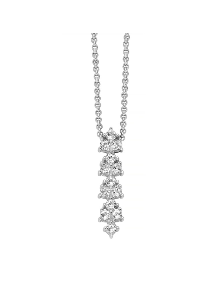 Collana Miluna - in Argento 925% Unica Neve Pendente con Topazi Bianchi - 0