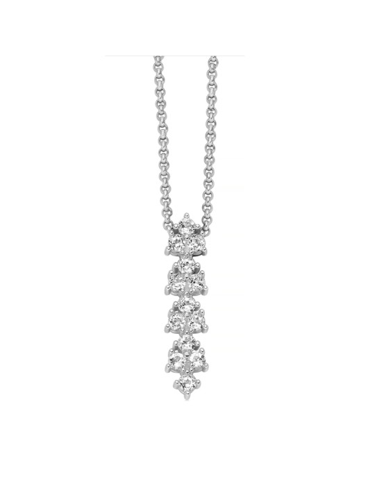 Miluna Necklace - 925% Silver Unique Snow Pendant with White Topazes - 0