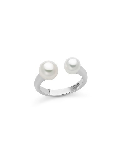 Miluna Ring - Miss Italia in 925% Silver Open with Pearls - 0