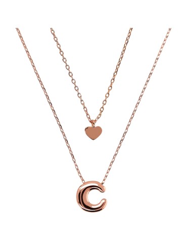 Collana Bronzallure - Rose Gold-Pendente a Cuore-Lettera C-WSBZ02286.C
