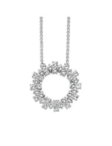 Miluna Necklace - 925% Silver Unique Snow Round Pendant with White Topazes - 0