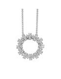 Collana Miluna - in Argento 925% Unica Neve Pendente Tondo con Topazi Bianchi - 0