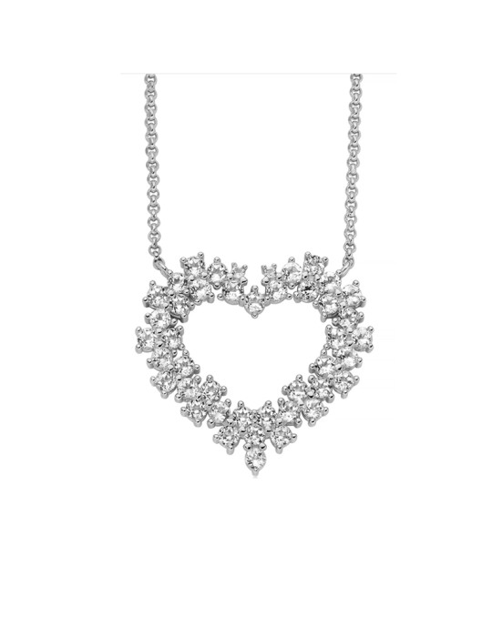 Miluna Necklace - 925% Silver Unique Snow Heart Pendant with White Topazes - 0