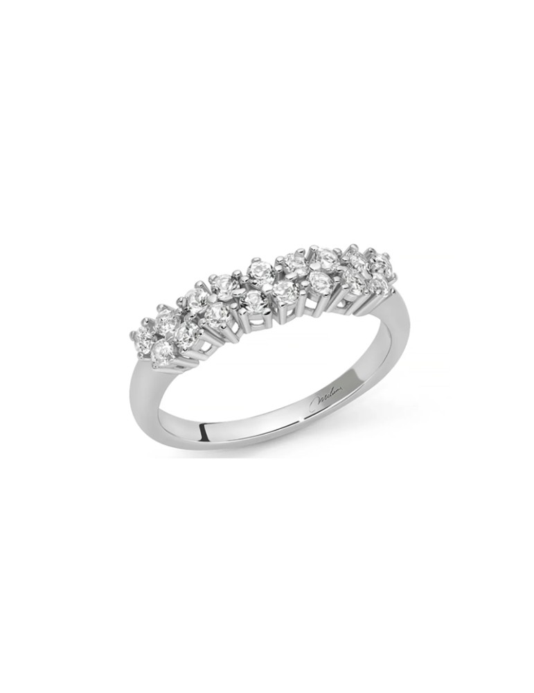 Anello Miluna - in Argento 925% Unica Neve con Topazi Bianchi - Edizione Limitata - 0