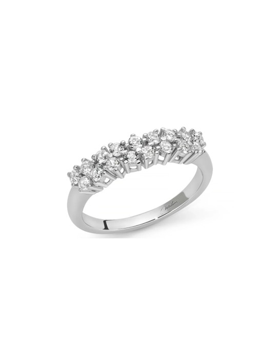 Anello Miluna - in Argento 925% Unica Neve con Topazi Bianchi - Edizione Limitata - 0