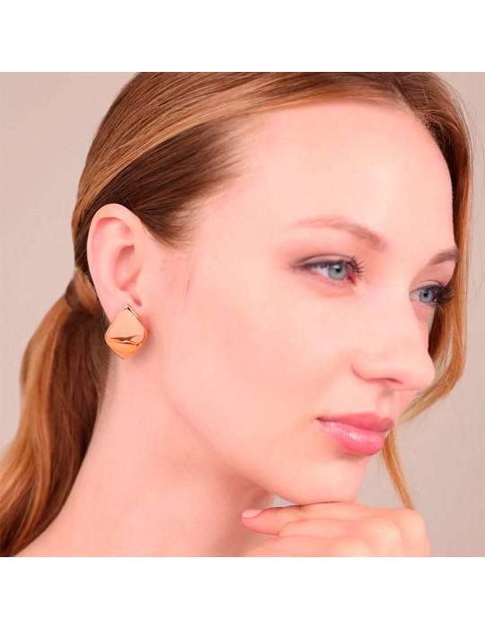 Bronzallure Earrings - Purity - Leaf - Rose Gold - Glossy-WSBZ02532.R