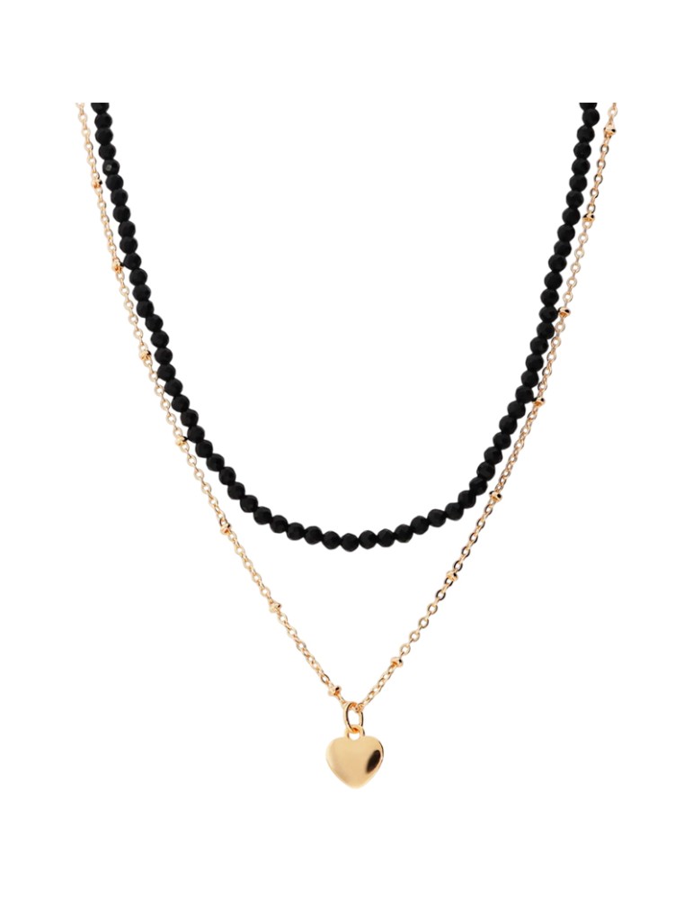 Collana Bronzallure - Gold - Onice Nero-Ciondolo a Cuore-WSBZ02527Y.BO