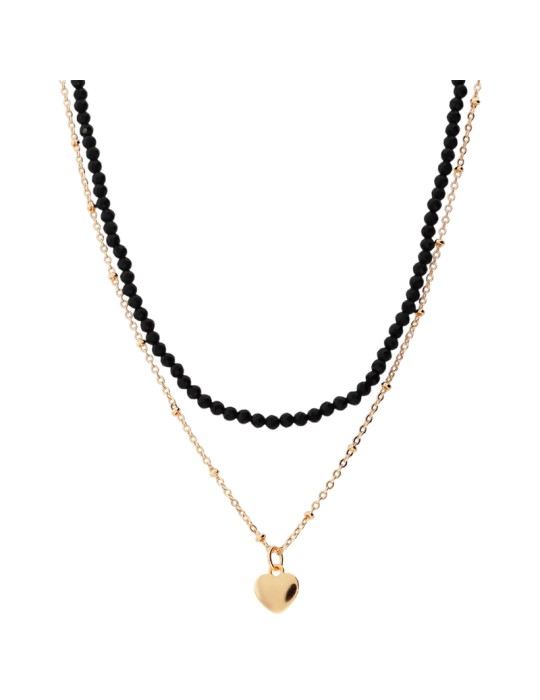 Collana Bronzallure - Gold - Onice Nero-Ciondolo a Cuore-WSBZ02527Y.BO