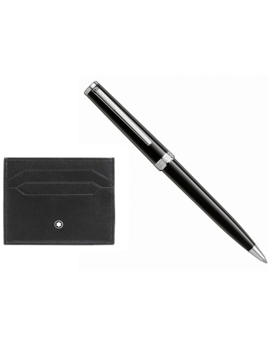 Set Penna a Sfera e Portacarte Montblanc - PIX - Nero - 0