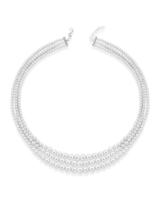Thigh Necklace - 18 kt White Gold - Graduated Beads 3-7mm - CLNKFWED209