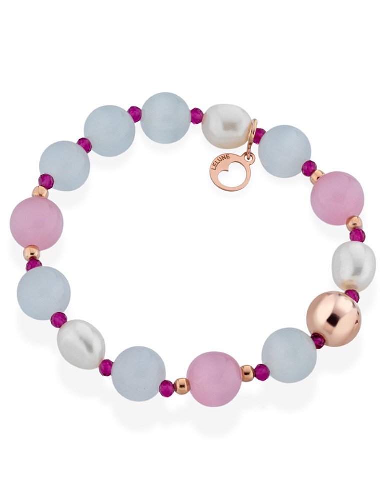 Lelune Glamor Bracelet - Green Cat's Eye - Pearls - LGBR406