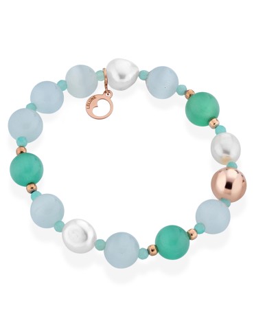Bracciale Lelune Glamour - Occhio di Gatto Verde -Amazzonite-LGBR406.1
