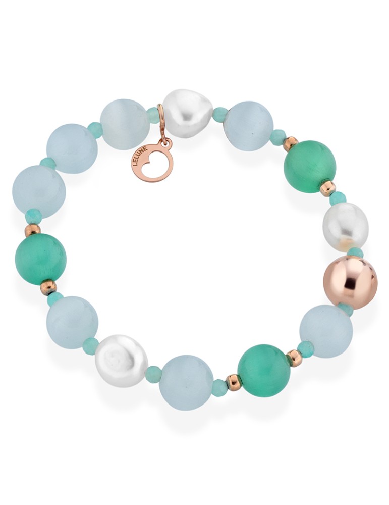 Lelune Glamor Bracelet - Green Cat's Eye -Amazonite-LGBR406.1