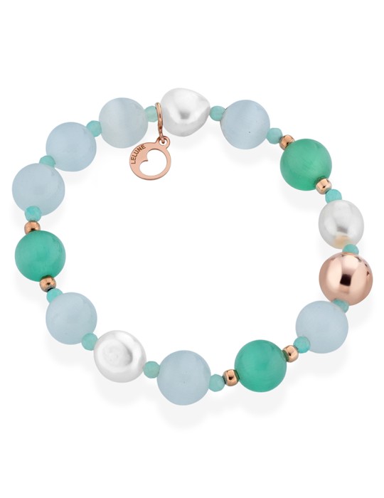 Bracciale Lelune Glamour - Occhio di Gatto Verde -Amazzonite-LGBR406.1