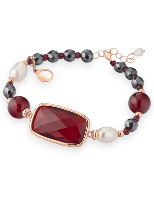 Lelune Glamor Bracelet - Black Hematite - Red Jade - LGBR592.1.CH