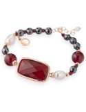 Bracciale Lelune Glamour - Ematite Nera - Giada Rossa - LGBR592.1.CH