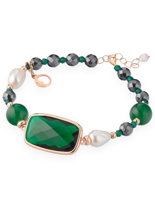 Lelune Glamor Bracelet-Carmen-Black Hematite-Green Spinels-LGBR592.2.CH