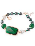 Bracciale Lelune Glamour-Carmen-Ematite Nera-Spinelli Verdi-LGBR592.2.CH