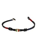 Giovepluvio Bracelet - in Blue Cord and Italian Flag in 18K Yellow Gold - 0