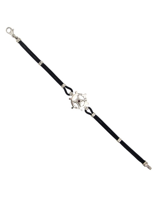 Giovepluvio Bracelet - in Blue Cord and 18K White Gold Helm - 0
