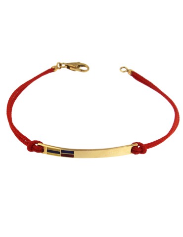 Giovepluvio Bracelet - in Red Cord and Nautical Flags in 18K Yellow Gold - 0
