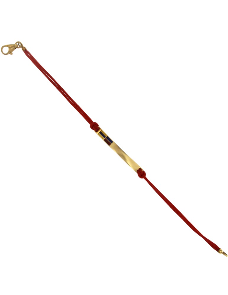 Giovepluvio Bracelet - in Red Cord and Nautical Flags in 18K Yellow Gold - 0