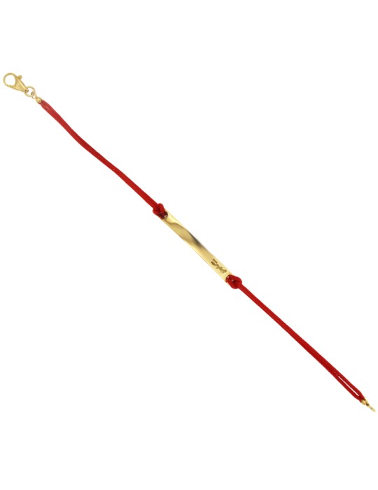 Bracciale Giovepluvio - in Cordino Rosso e Bandierine Nautiche in Oro Giallo 18 Carati - 0