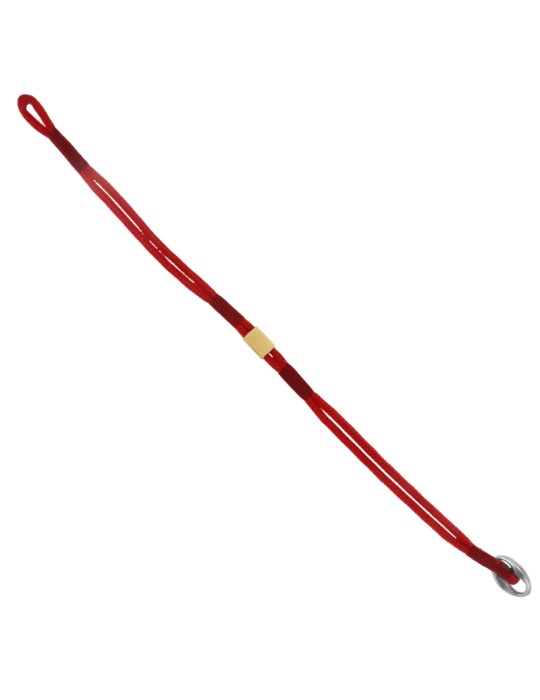 Bracciale Giovepluvio - in Cordino Rosso e Bandierina Nautica Francia in Oro Giallo 18 Carati - 0
