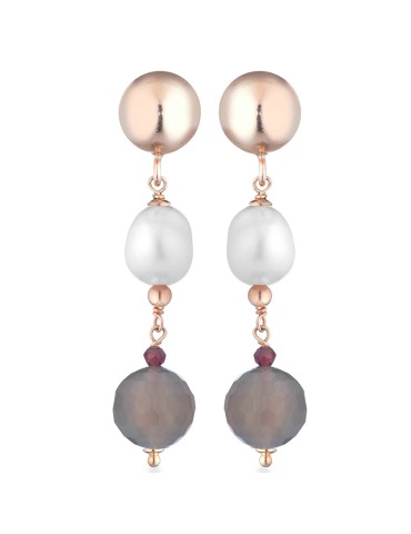 Orecchini Lelune Glamour - Sophie - Agata Grigia - Granato - LGEA3305