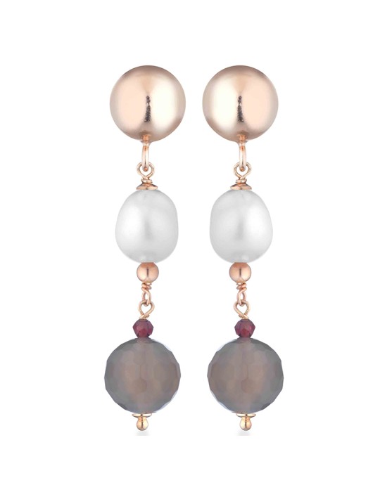 Orecchini Lelune Glamour - Sophie - Agata Grigia - Granato - LGEA3305