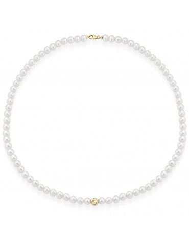 Collana Lelune - Perle 5-5,5 mm - Sfera in Oro Giallo 18Kt -LLNK013552